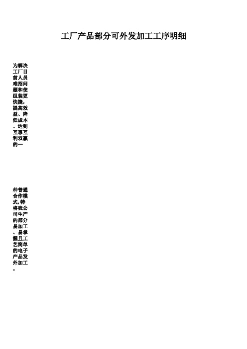 工厂产品部分可线外加工成本明细12.12