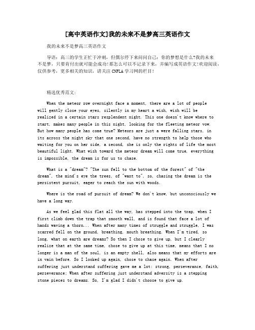 [高中英语作文]我的未来不是梦高三英语作文