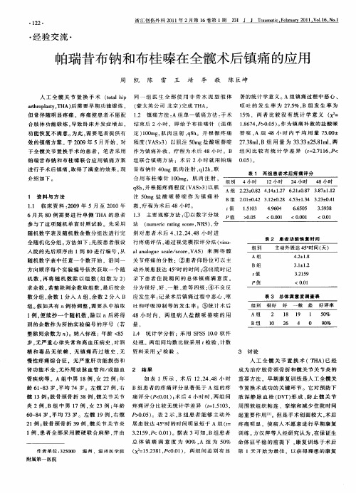 帕瑞昔布钠和布桂嗪在全髋术后镇痛的应用