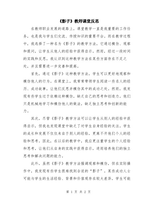 《影子》教师课堂反思