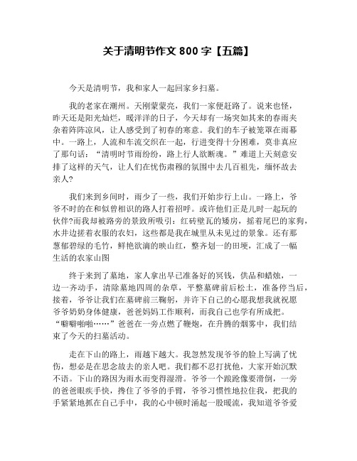 关于清明节作文800字【五篇】
