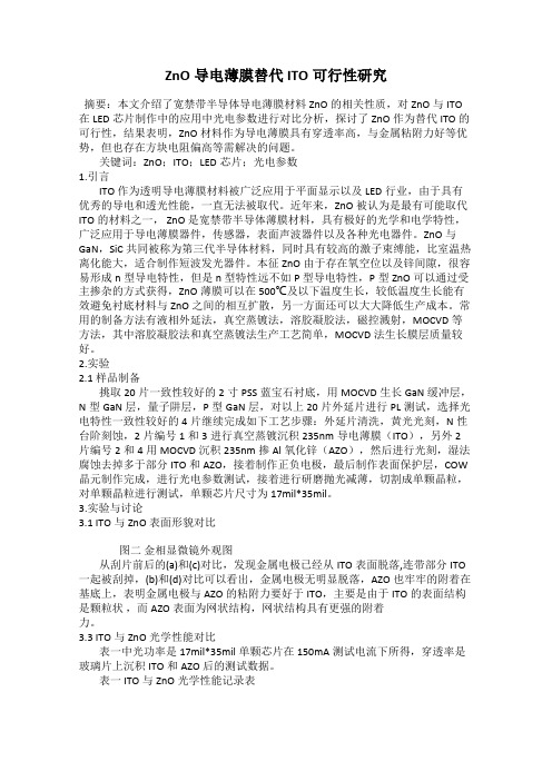 ZnO导电薄膜替代ITO可行性研究