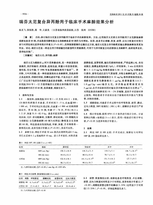 瑞芬太尼复合异丙酚用于临床手术麻醉效果分析