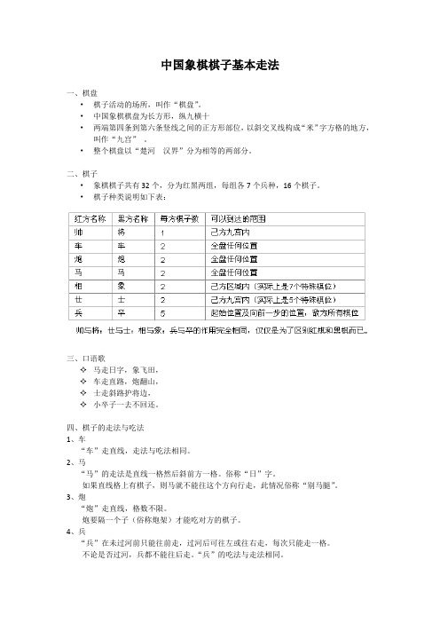 中国象棋的基本走法