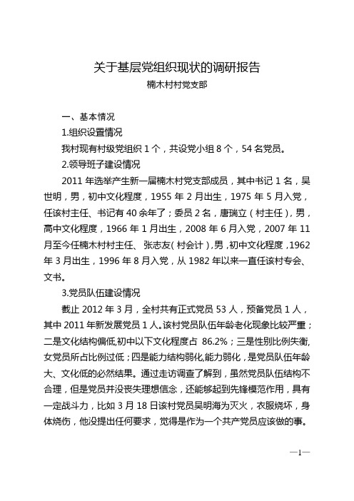 楠木村关于基层党组织现状的调研报告