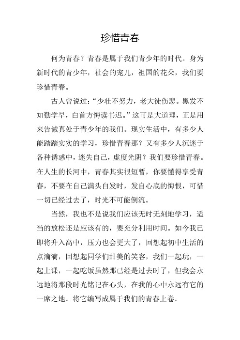 议论文 珍惜青春 作文