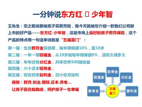 保险公司培训资料--一分钟说东方红少年智(画图说话)
