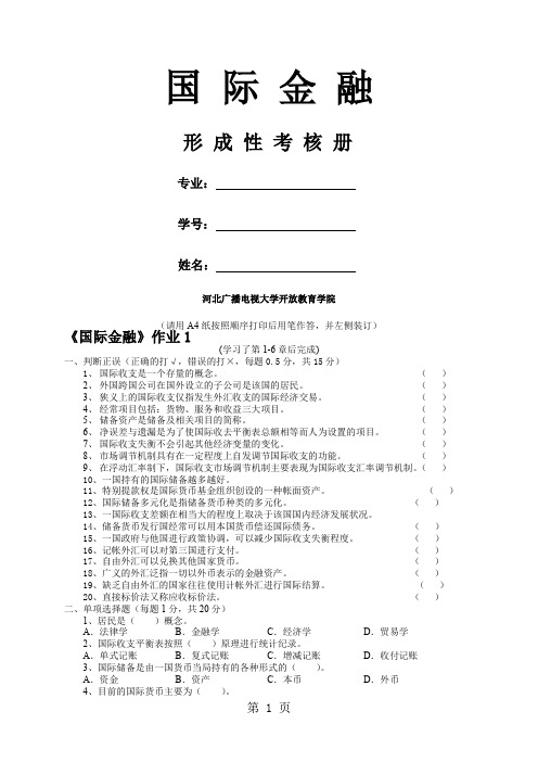 《国际金融》作业册精品文档17页