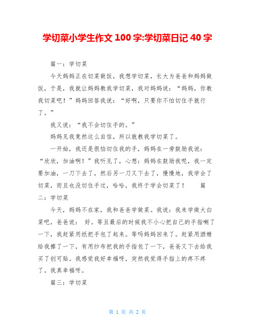 学切菜小学生作文100字-学切菜日记40字
