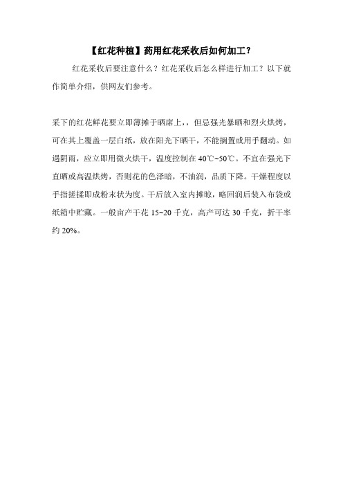 【红花种植】药用红花采收后如何加工？