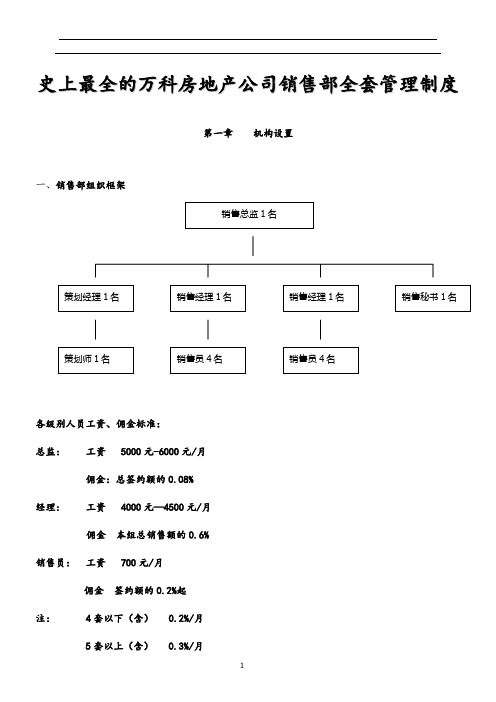 史上最全的万科房地产公司销售部全套管理制度