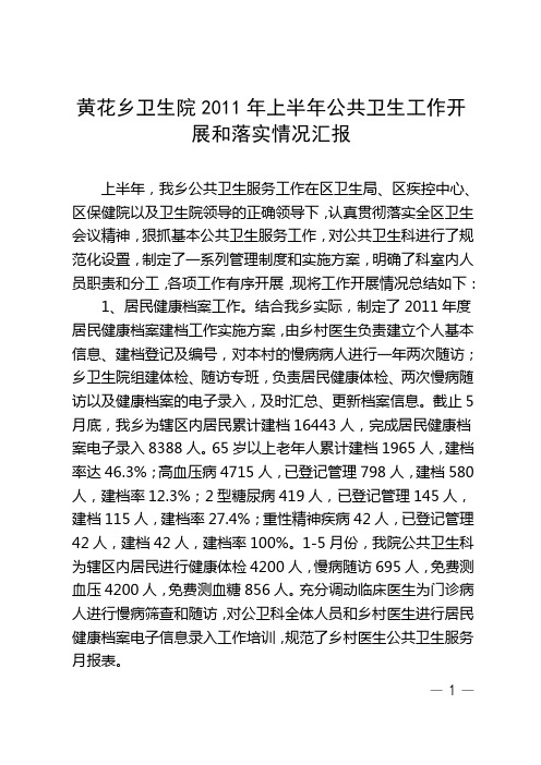 2011公卫科上半年工作总结