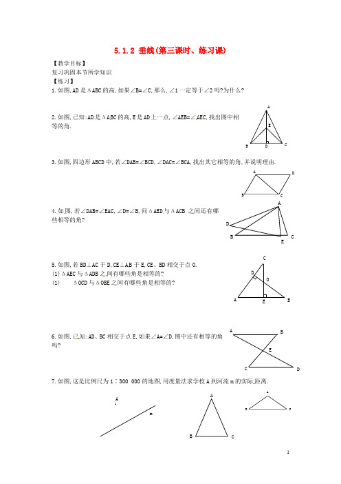 山东省淄博市高青县第三中学七年级数学下册 5.1.2 垂