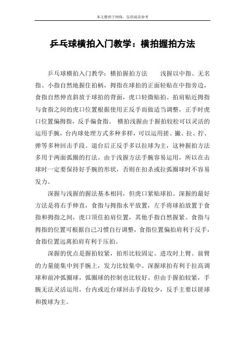 乒乓球横拍入门教学：横拍握拍方法