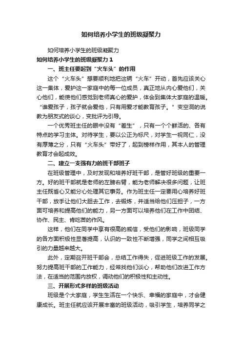 如何培养小学生的班级凝聚力