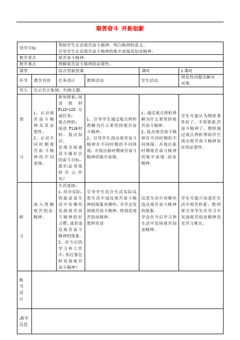吉林省通化市外国语学校九年级政治全册 4.9.2 艰苦奋