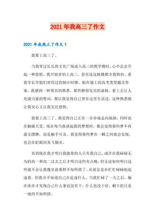 2021年我高三了作文
