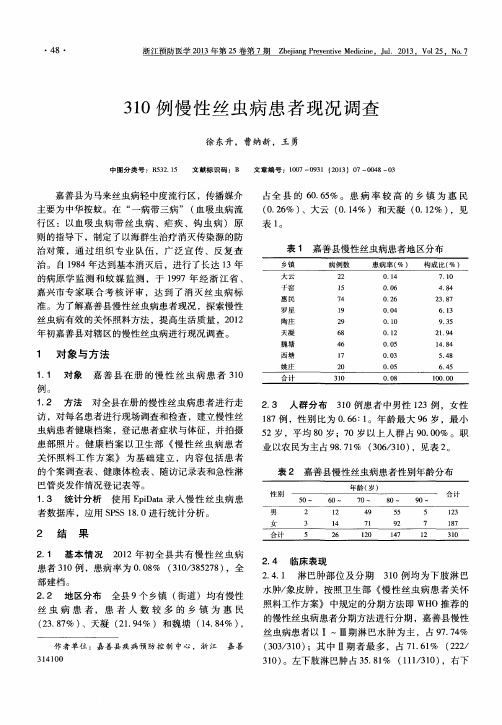 310例慢性丝虫病患者现况调查