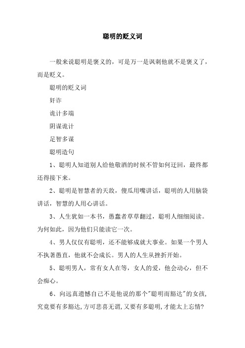 聪明的贬义词