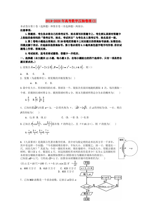 2019-2020年高考数学压轴卷理(I)