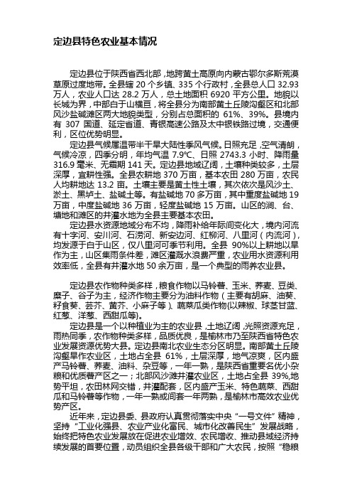 定边县特色农业基本情况
