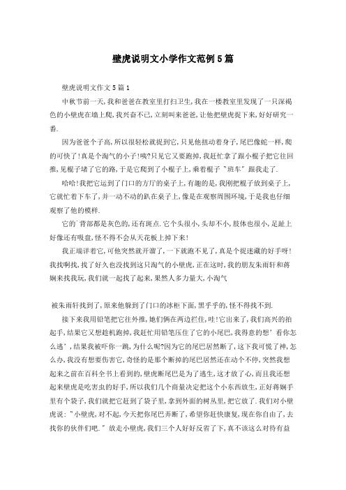 壁虎说明文小学作文范例5篇