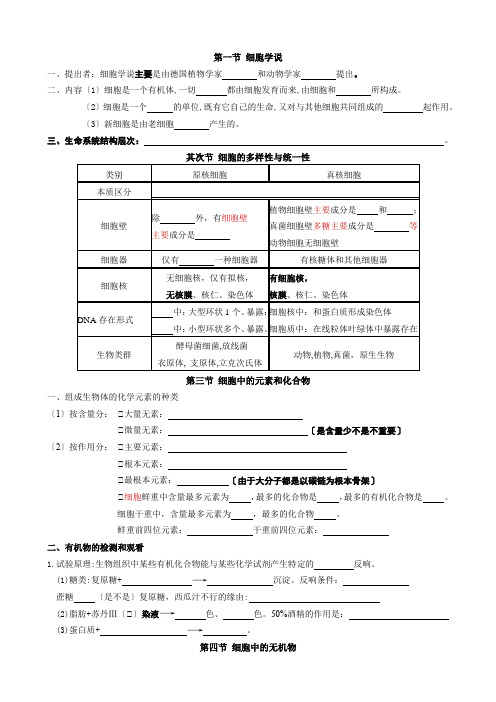 高中生物必修一学业水平考试复习知识清单