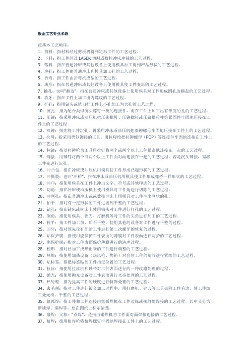 钣金常用中英文术语