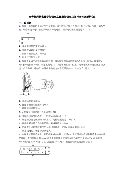 高考物理新电磁学知识点之磁场知识点总复习有答案解析(1)