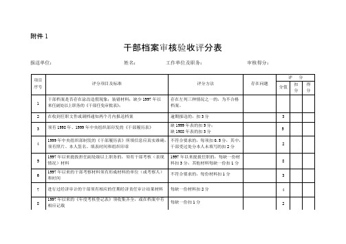 干部档案审核验收评分表