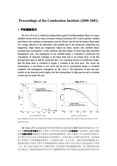 Proceedings of the Combustion Institute (2000-2001)文献综述中英文