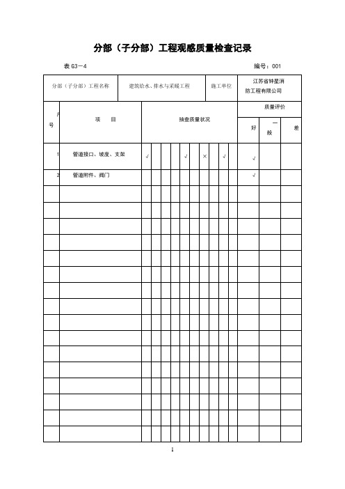 分部(子分部)工程观感质量检查记录