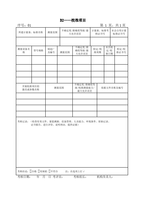 B2——校准项目