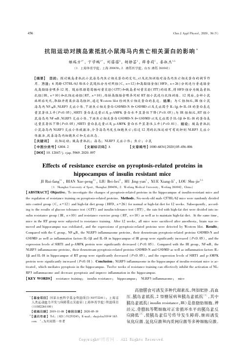 抗阻运动对胰岛素抵抗小鼠海马内焦亡相关蛋白的影响