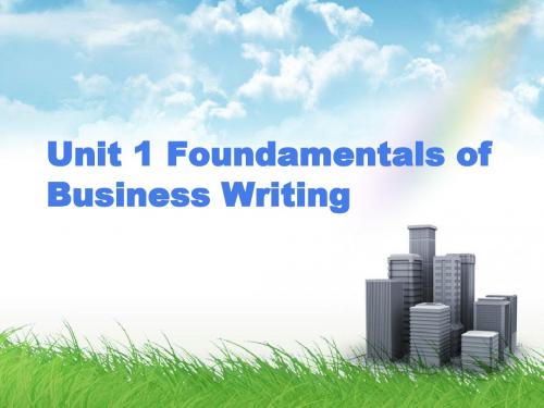 商务英语函电实训unit 1 Foundamentals of Business Writing