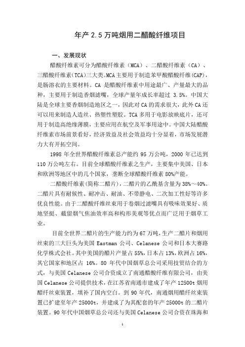 年产2.5万吨烟用醋酸纤维项目