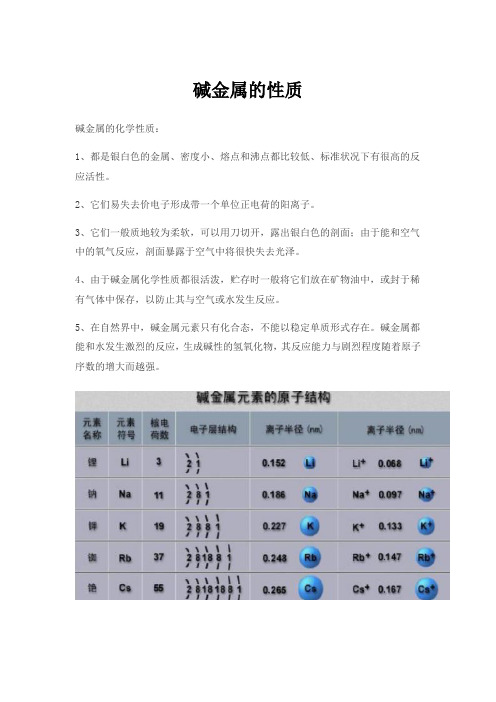 碱金属的性质