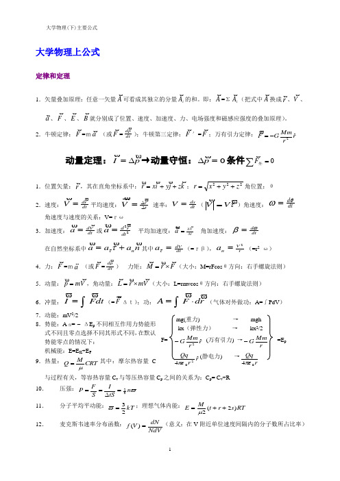 大学物理公式总结