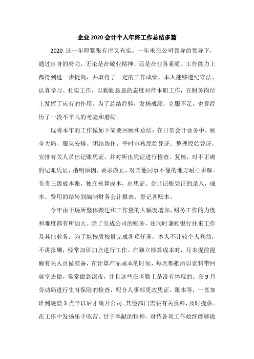 企业2020会计个人年终工作总结多篇