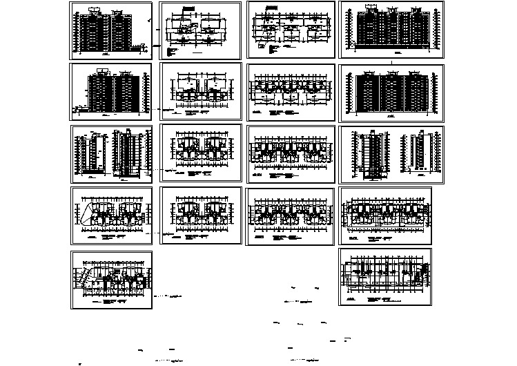 某住宅小区详细高层建筑一梯4户cad设计图