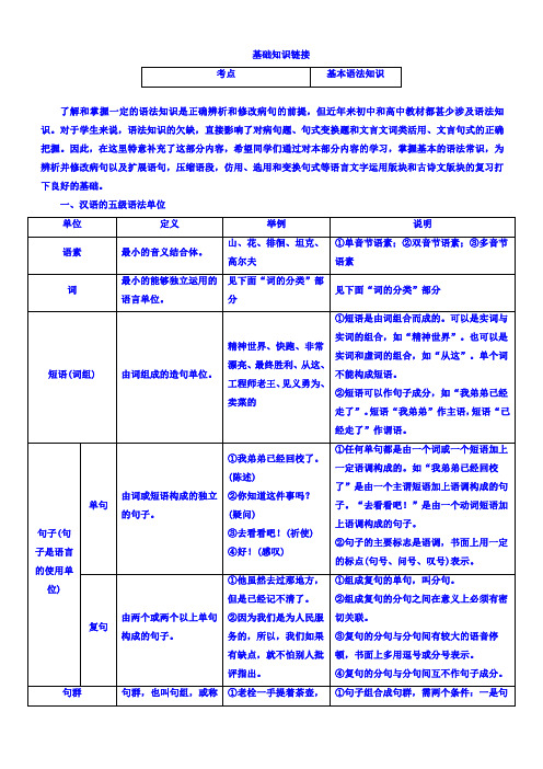 2018高考语文复习考案习题专题二辨析并修改病句基础知识链接含答案