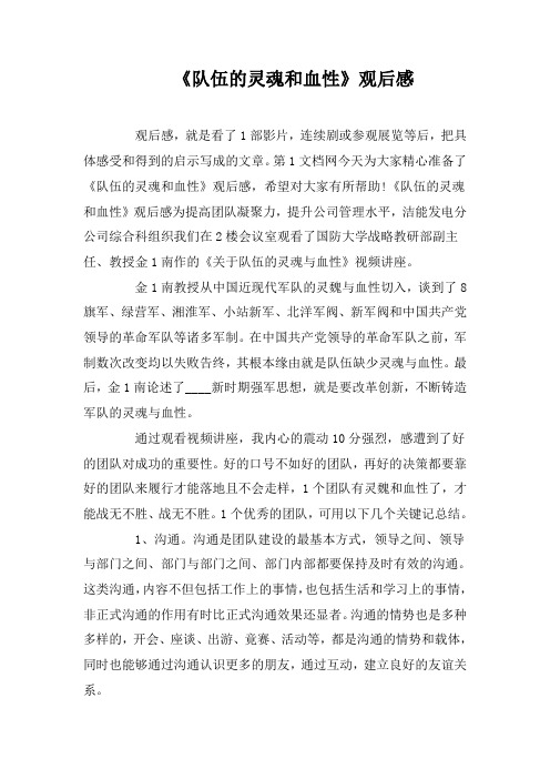 《队伍的灵魂和血性》观后感