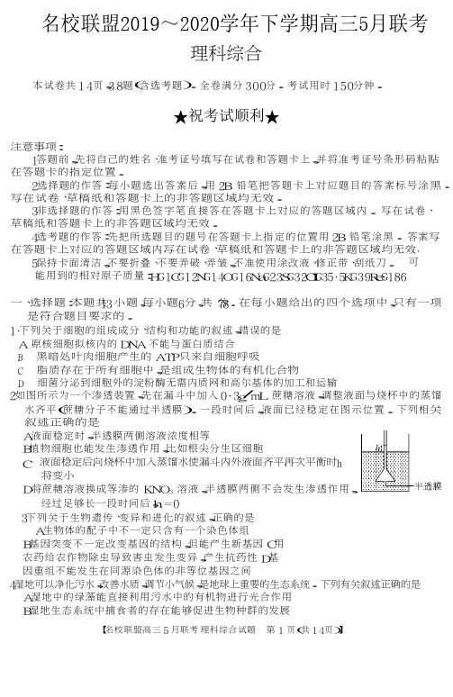 名校联盟高三5月联考-理科综合