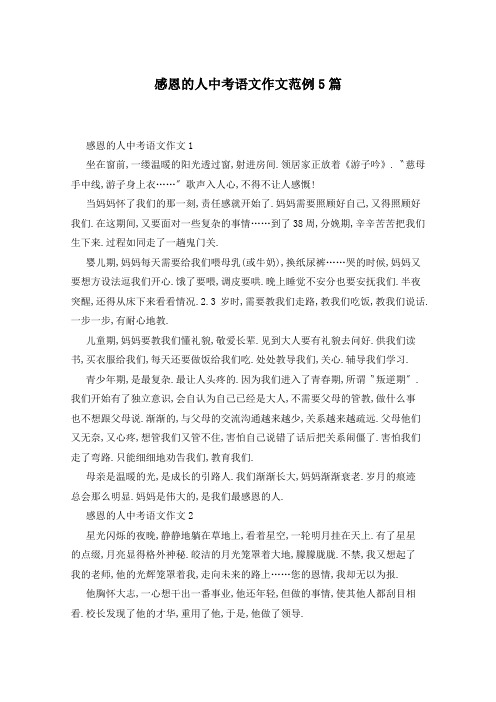 感恩的人中考语文作文范例5篇