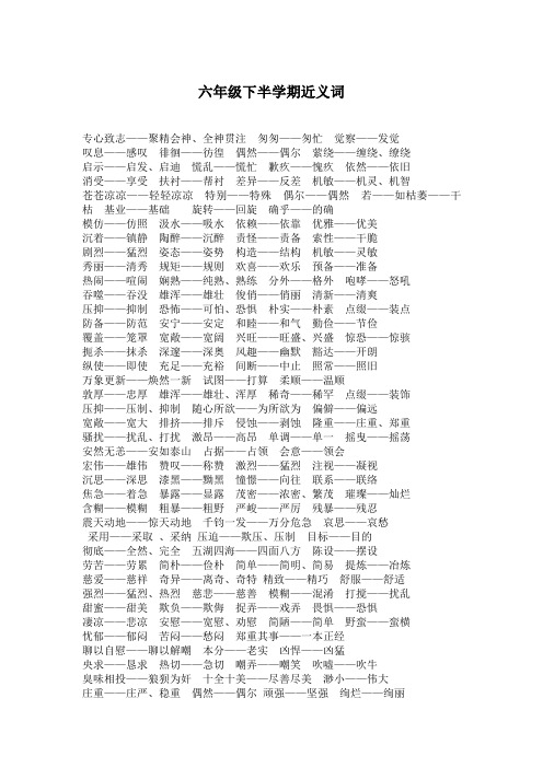 六年级近义词