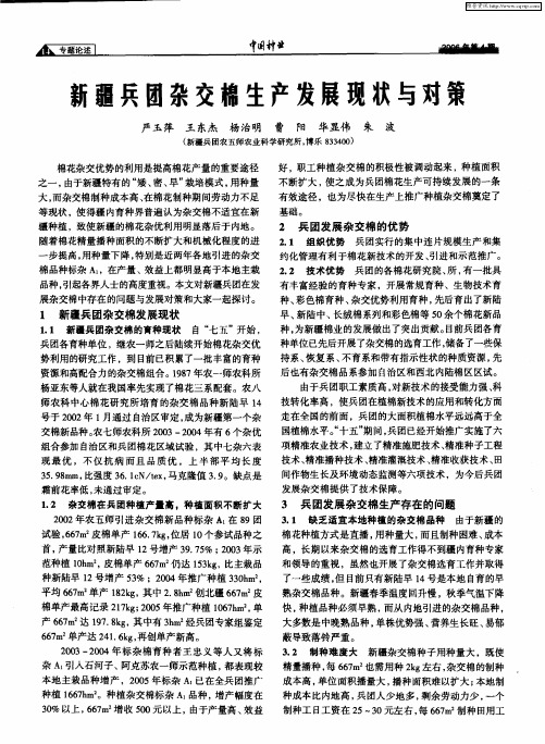 新疆兵团杂交棉生产发展现状与对策