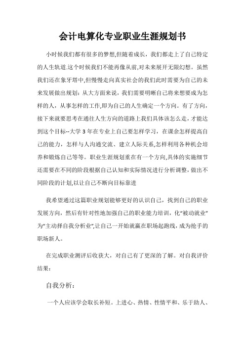 会计电算化专业职业生涯规划书