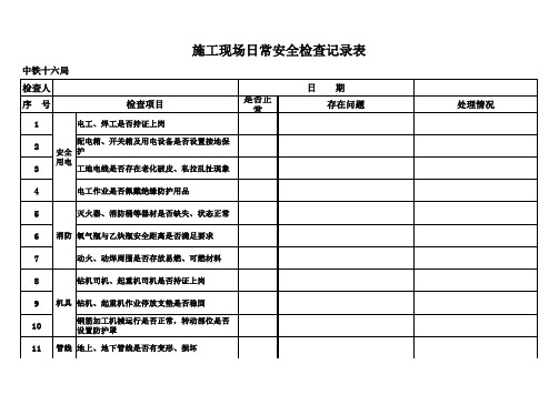 施工现场日常安全检查记录表