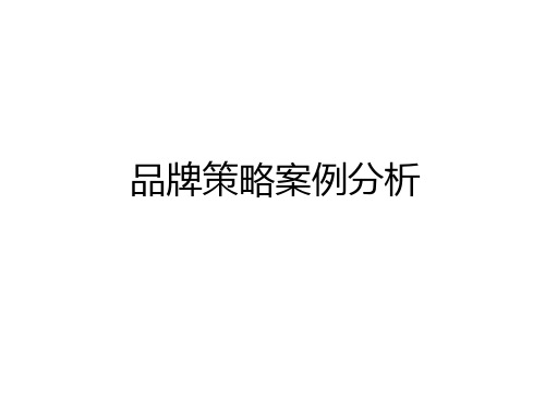 最新品牌策略案例分析教学内容