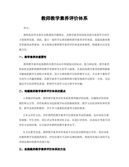 教师教学素养评价体系